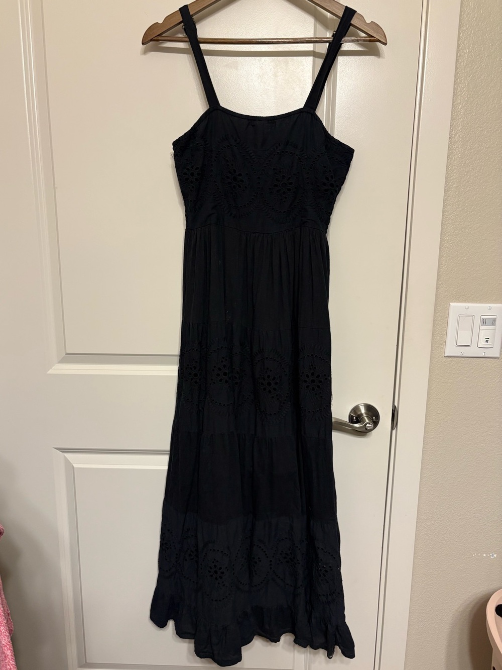 NAOO (Nation AK Outfits) Tiered Smocked Eyelet Maxi Dress